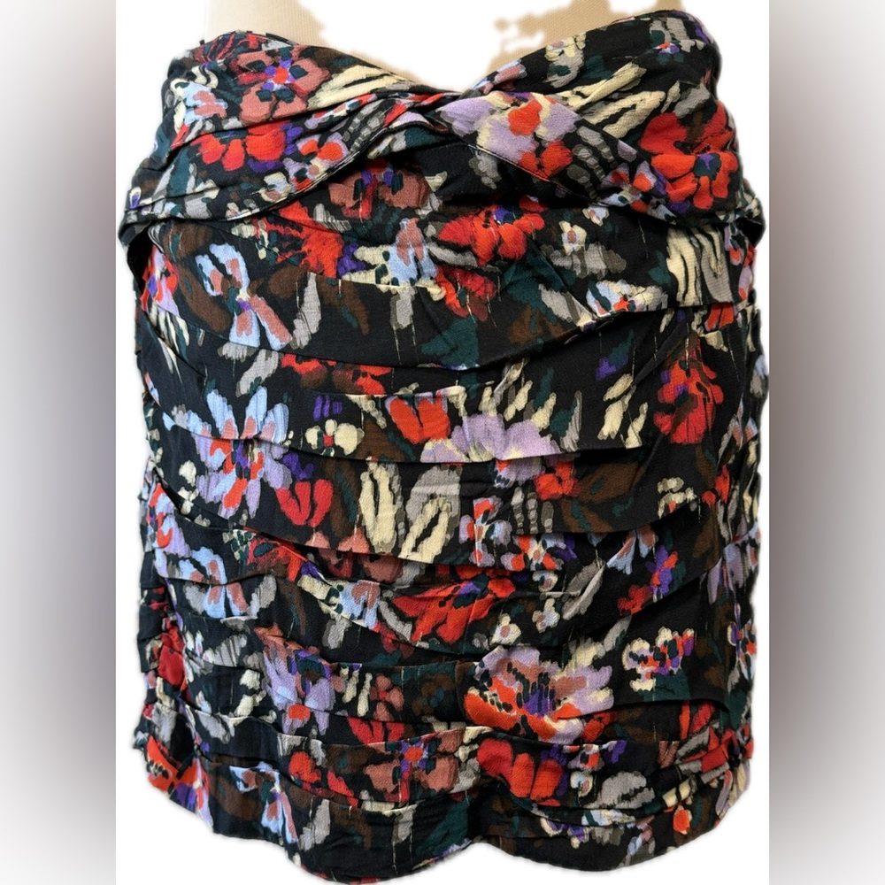 Zara Ruched Floral Mini Skirt